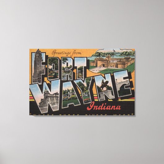 フィートWayne, Indiana – 大文字場面3 キャンバスプリント (正面)