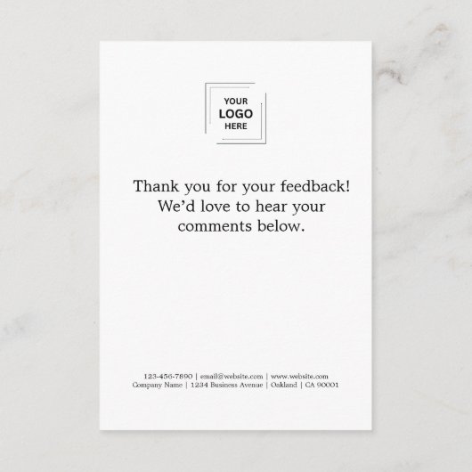 フィードバック |ビジネス調査のロゴのミニマルモダンリスト エンクロージャーカード (裏面)