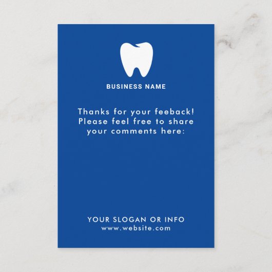 フィードバック |歯医者の事業調査のロゴ エンクロージャーカード (裏面)