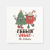 フィーリンすてきのクリスマスおもしろいレトロ名 スタンダードカクテルナプキン (正面)