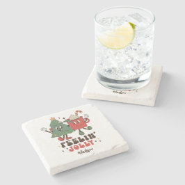 フィーリンすてきのクリスマスおもしろいレトロ名 ストーンコースター