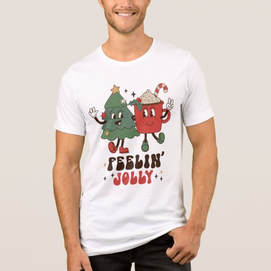 フィーリンすてきのクリスマスおもしろいレトロ トライブレンドTシャツ (正面)