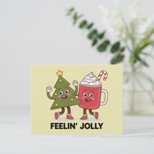 フィーリンすてきクリスマスツリーコーヒー愛好家の冬 ポストカード (スタンド正面)