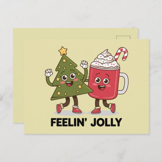 フィーリンすてきクリスマスツリーコーヒー愛好家の冬 ポストカード (正面/裏面)