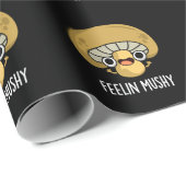 フィーリンキノコおもしろいプリン黒いBG ラッピングペーパー (ロールコーナー)