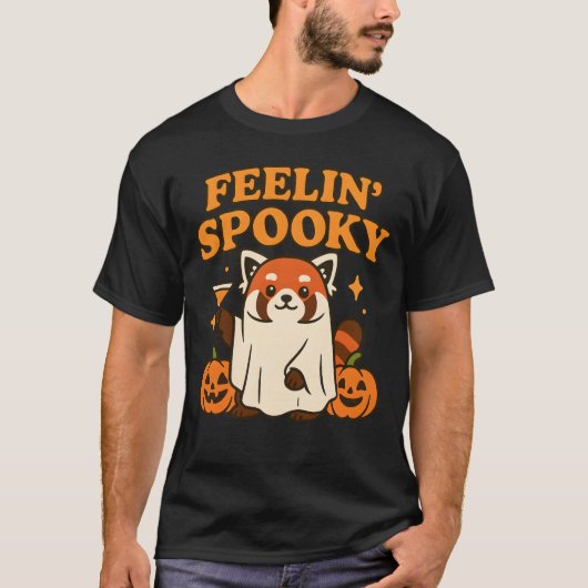 フィーリン不気味レッドパンダハロウィーン Tシャツ (正面)