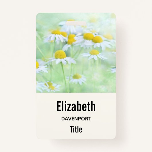 フィールドかわいらしのデイジーの写真 バッジ (裏面)