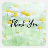 フィールドかわいらしデイジーの写真ありがとう スクエアシール (正面)