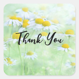 フィールドかわいらしデイジーの写真ありがとう スクエアシール