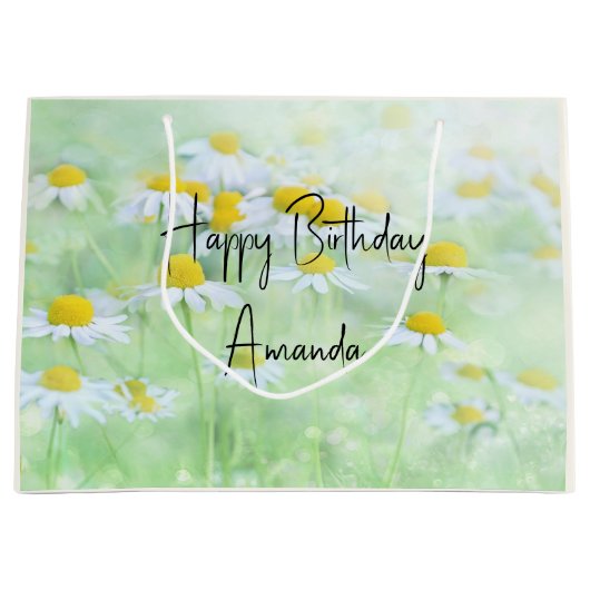 フィールドかわいらしデイジーの誕生日 ラージペーパーバッグ (正面)