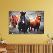 フィールドでの馬の部分的なカラー写真 キャンバスプリント (インサイチュ (リビング))