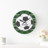 フィールドにサッカーボールをカスタマイズ可能 ラージ壁時計 (ホーム)