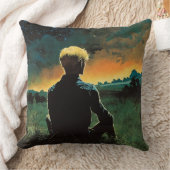 フィールドにブロンドの男 | ダークナイトファンタジーアート クッション (ブランケット)