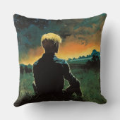 フィールドにブロンドの男 | ダークナイトファンタジーアート クッション (裏面)