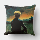 フィールドにブロンドの男 | ダークナイトファンタジーアート クッション (正面)
