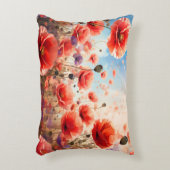フィールドにポピーのクッションの柱を投げる アクセントクッション (正面(垂直))