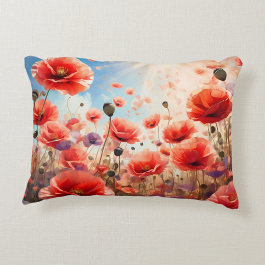 フィールドにポピーのクッションの柱を投げる アクセントクッション (裏面)