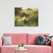 フィールドに入った若い女 キャンバスプリント (インサイチュ (リビング))