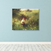 フィールドに入った若い女 キャンバスプリント (インサイチュ (ウッドフロア))