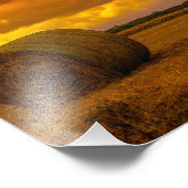 フィールドに劇的な夕日 フォトプリント            (角)