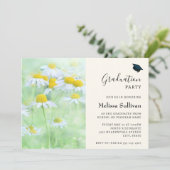 フィールドに咲くかわいいデイジーの写真を使った卒業式招待状 招待状 (スタンド正面)