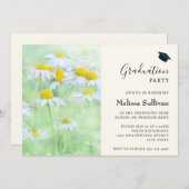 フィールドに咲くかわいいデイジーの写真を使った卒業式招待状 招待状 (正面/裏面)