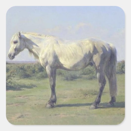 フィールドに灰色の馬(Rosa Bonheur) スクエアシール (正面)