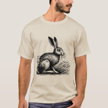 フィールドのウサギ - 田舎風のウサギTシャツデザイン