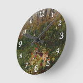 フィールドの夏の花 ラウンド壁時計 (傾斜)