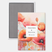 フィールドの赤い水の色ポピー日付を保存 マグネット (正面/裏面)