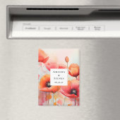 フィールドの赤い水の色ポピー日付を保存 マグネット (インサイチュ (食洗機))