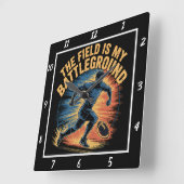 フィールドは私の戦場のサッカー スクエア壁時計 (傾斜)