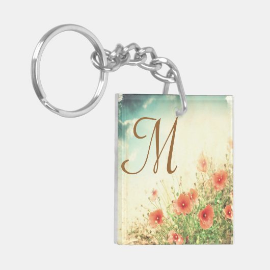 フィールドキーチェーンにピンク色の野生の花 キーホルダー (正面左)