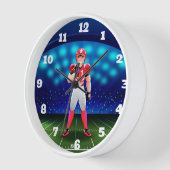 フィールドクロック上のサッカー選手 壁時計 (傾斜)