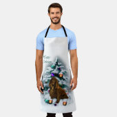 フィールドスパニエル犬クリスマス エプロン (着用した状態)