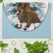 フィールドスパニエル犬クリスマス キッチンタオル (折り畳み)