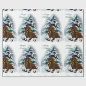 フィールドスパニエル犬クリスマス ラッピングペーパー (フラット)