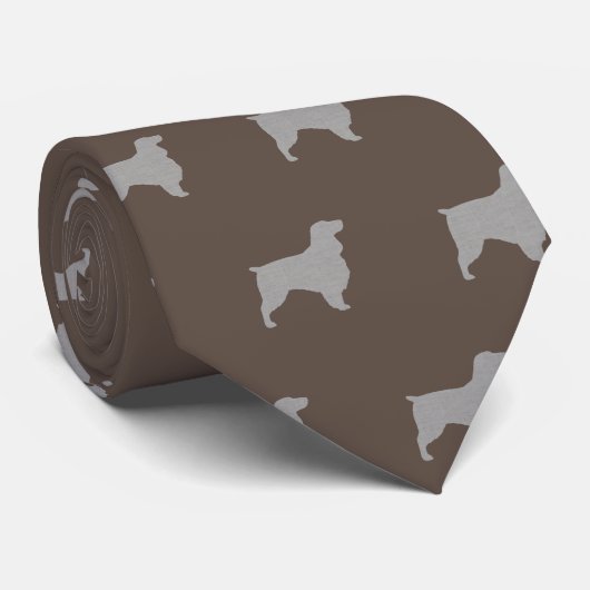 フィールドスパニエル犬ドッグシルエットのパターン ネクタイ (ロール)