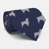 フィールドスパニエル犬ドッグシルエットパターンブルー ネクタイ (ロール)