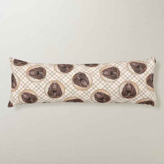 フィールドスパニエル犬絵を描ズローンキュートオリジナルドッグアート ボディピロー (正面)