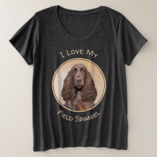 フィールドスパニエル犬絵画ズ – かわいいオリジナルドッグアート プラスサイズTシャツ