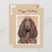 フィールドスパニエル犬絵画ズ – かわいいオリジナルドッグアート ポストカード (正面/裏面)