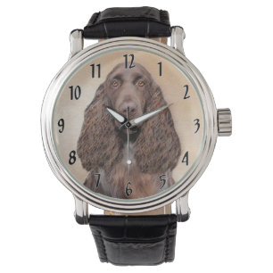 フィールドスパニエル犬絵画ズ – かわいいオリジナルドッグアート 腕時計