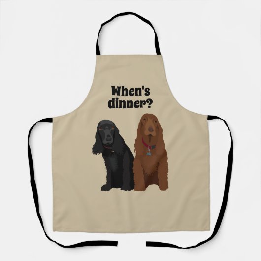 フィールドスパニエル犬、愛らしい犬いつ夕食? エプロン (正面)