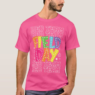 フィールドデイ赤チームカラー戦争キャンプチームゲームコンペ Tシャツ