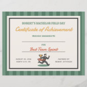 フィールドデーの独身パーティー達成証明書 (正面)