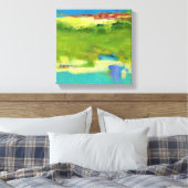 フィールドノート – 抽象芸術グリーンアート キャンバスプリント (インサイチュ (寝室))