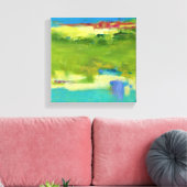 フィールドノート – 抽象芸術グリーンアート キャンバスプリント (インサイチュ (リビング))