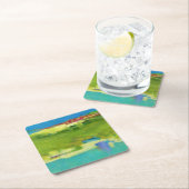 フィールドノート – 抽象芸術グリーンアート スクエアペーパーコースター (インサイチュ)