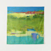 フィールドノート – 抽象芸術グリーンアート タペストリー (正面)